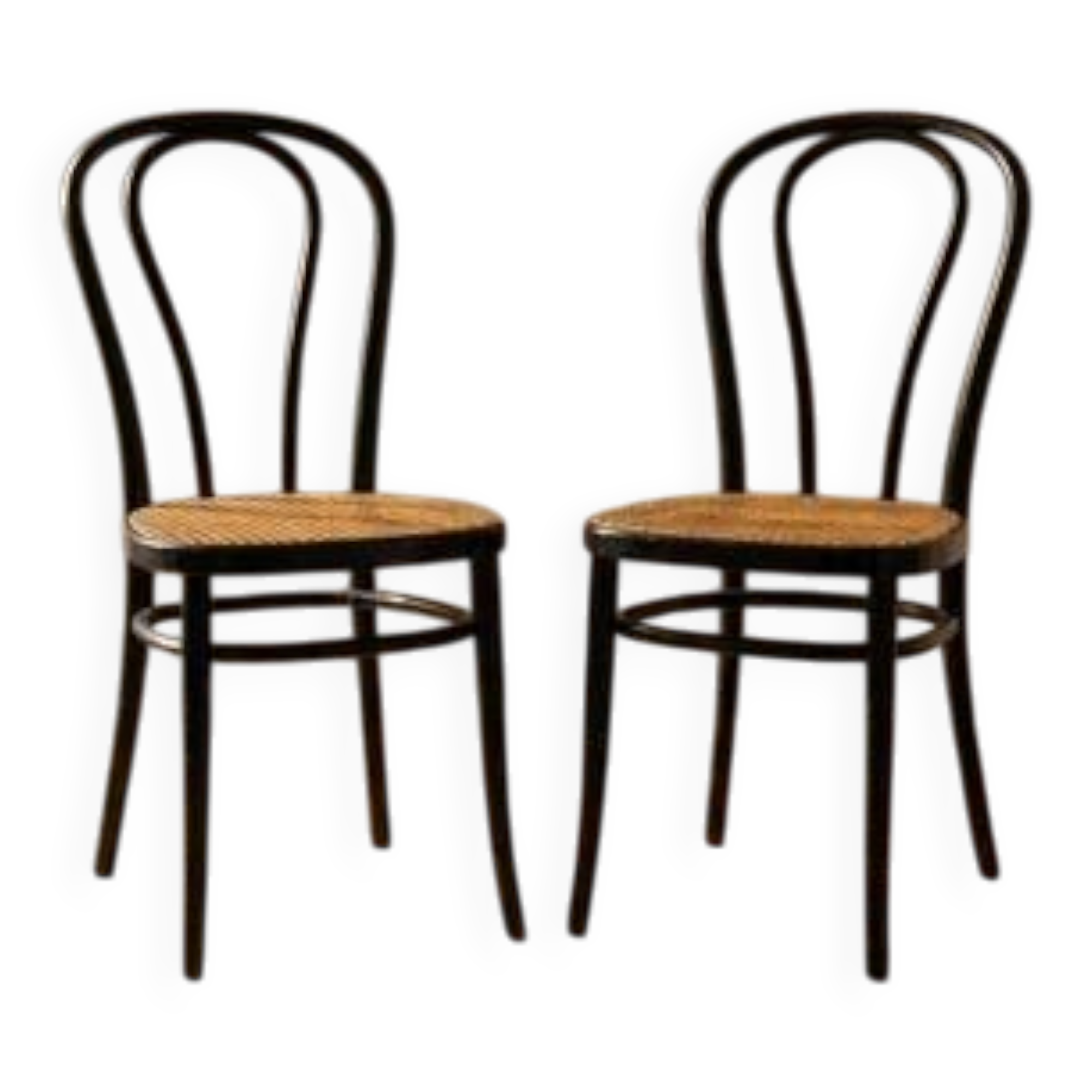 Pair of bentwood chairs, Vienna straw seat by Thonet for Herbatschek, 1960s Poland