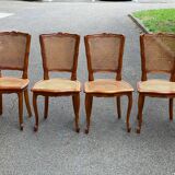 4 Louis XV chairs in solid wood and cane