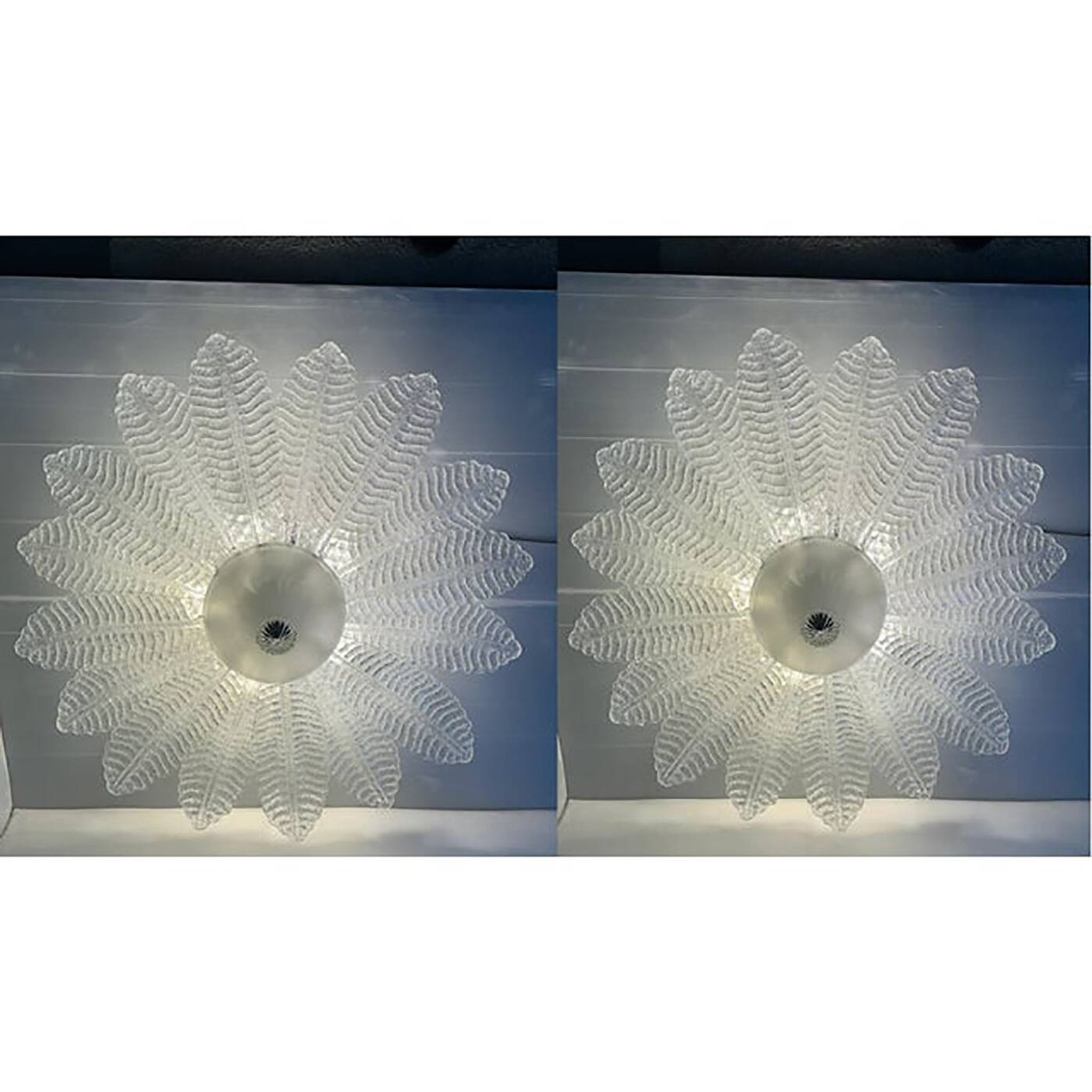 Lot of 2 Glass Sputnik Chandelier Flush Mount, Mazzega Zuccher