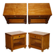 White Genesis Biedermeier Style Bedside Tables by American Hickory, Set of 2