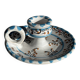 Light blue Moustiers candlestick H5 D12.5