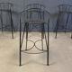 Tabourets de bar vintage en fer forgé et rotin, ensemble de 4 - années 1970