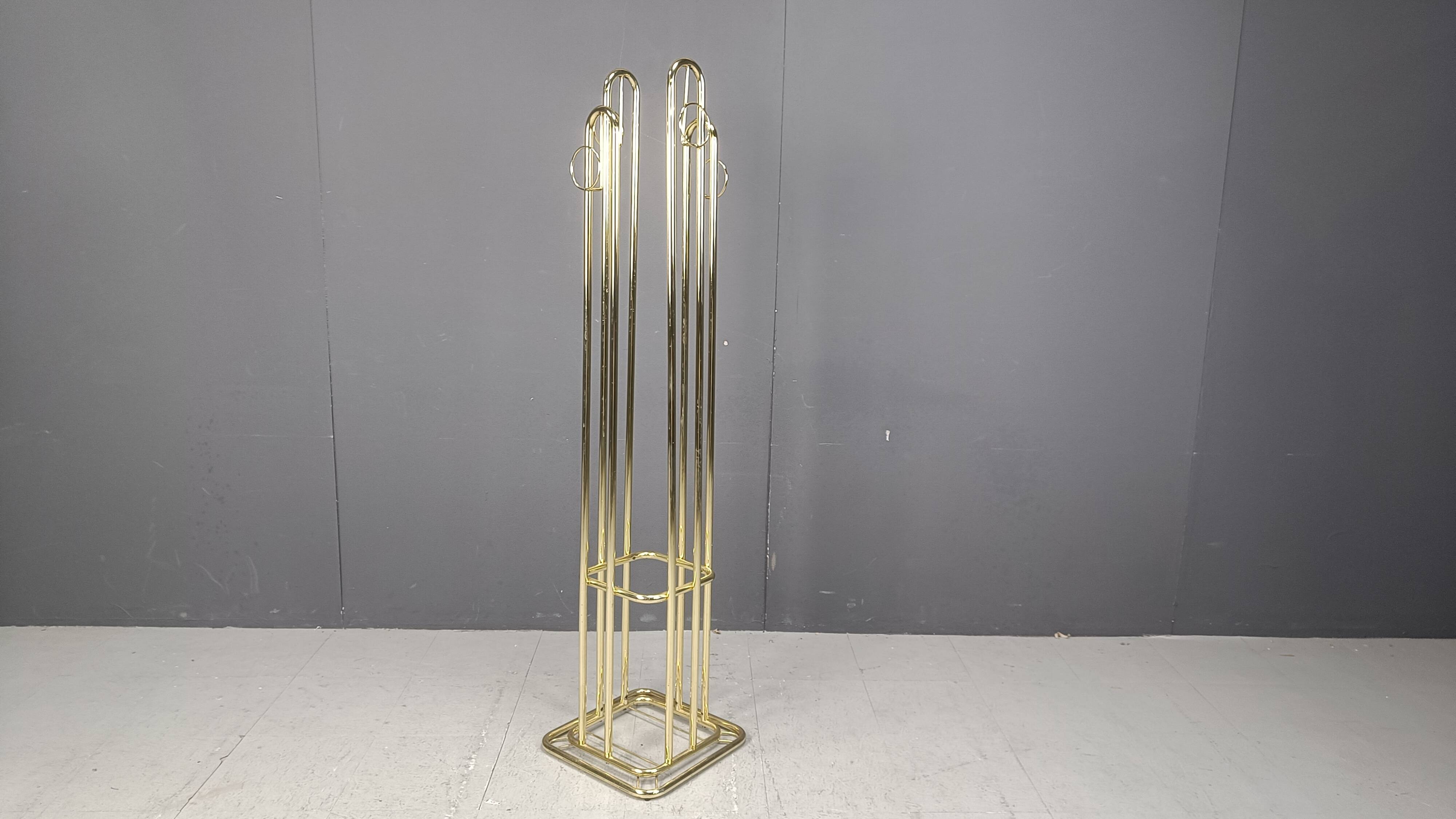 Vintage modernist brass coat stand 1970s