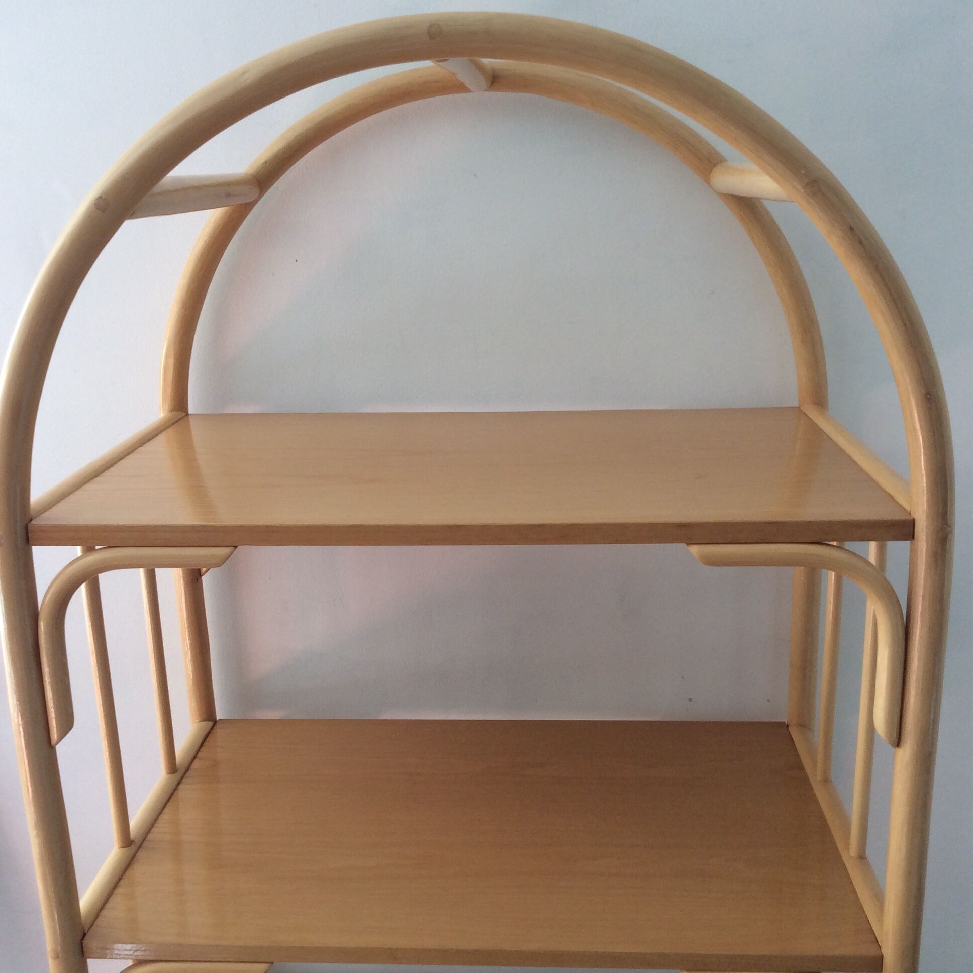 Shelf of the 70s in rattan and wicker wood