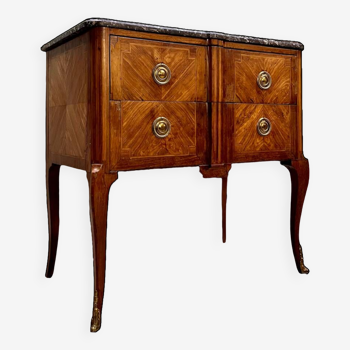 Commode sauteuse En Marqueterie D’époque Transition Estampillée XVIII Eme Siècle