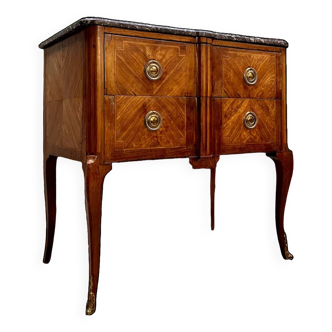 Commode sauteuse En Marqueterie D’époque Transition Estampillée XVIII Eme Siècle