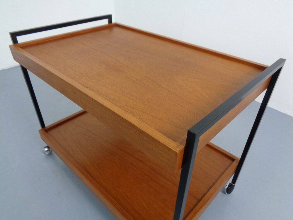Minimalist Rollable Teak Serving Cart, 1960s