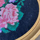 Set of 3 round frames with cross-stitch flowers