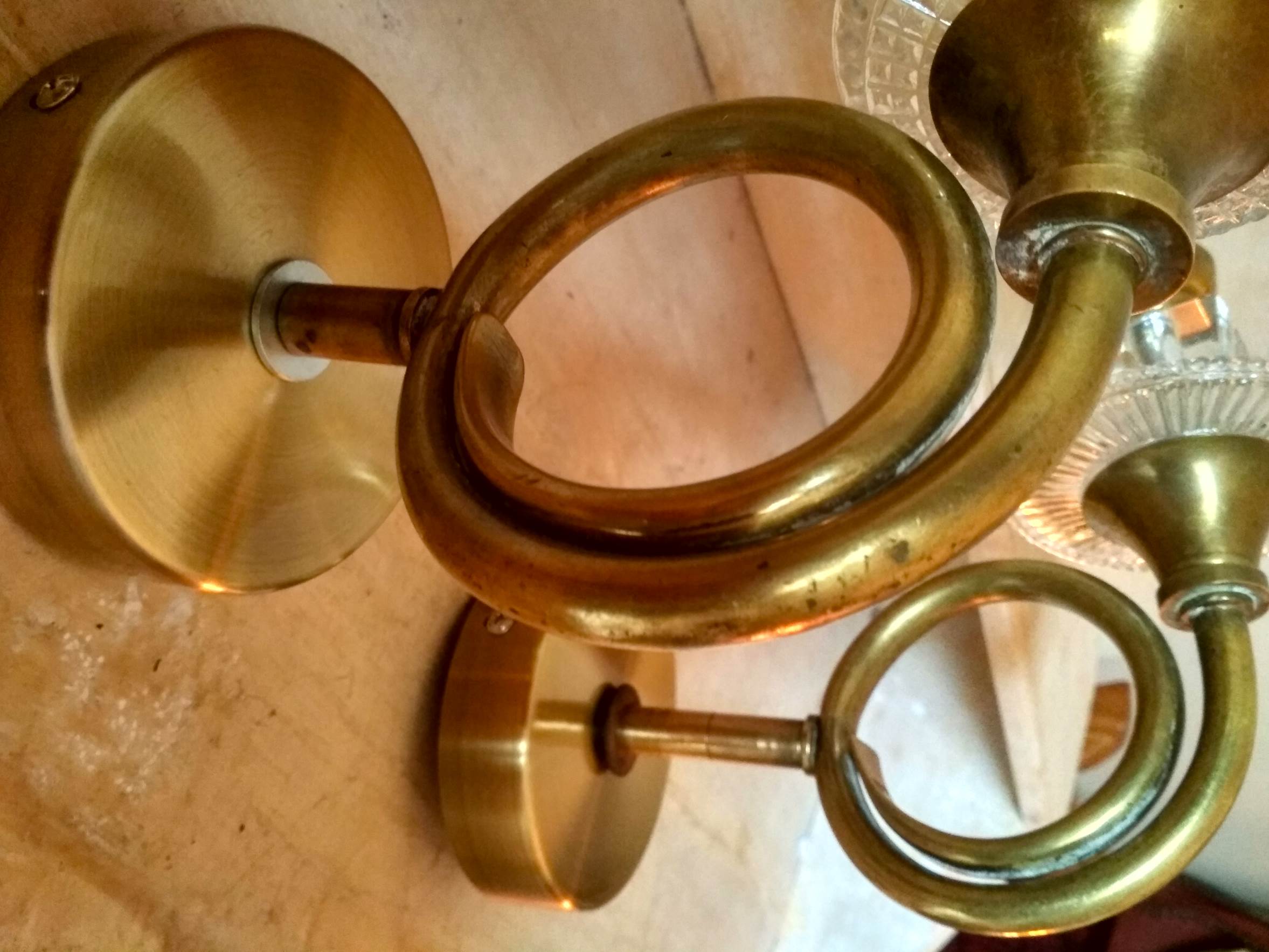 Pair of old brass wall sconces