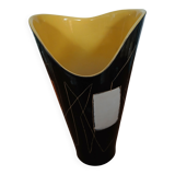 Yellow and black ceramic vase