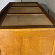 Vintage wardrobe with compass feet, sliding doors