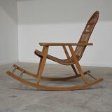 Rocking chair made of wood and wicker by ULUV from Czechoslovakia 1970