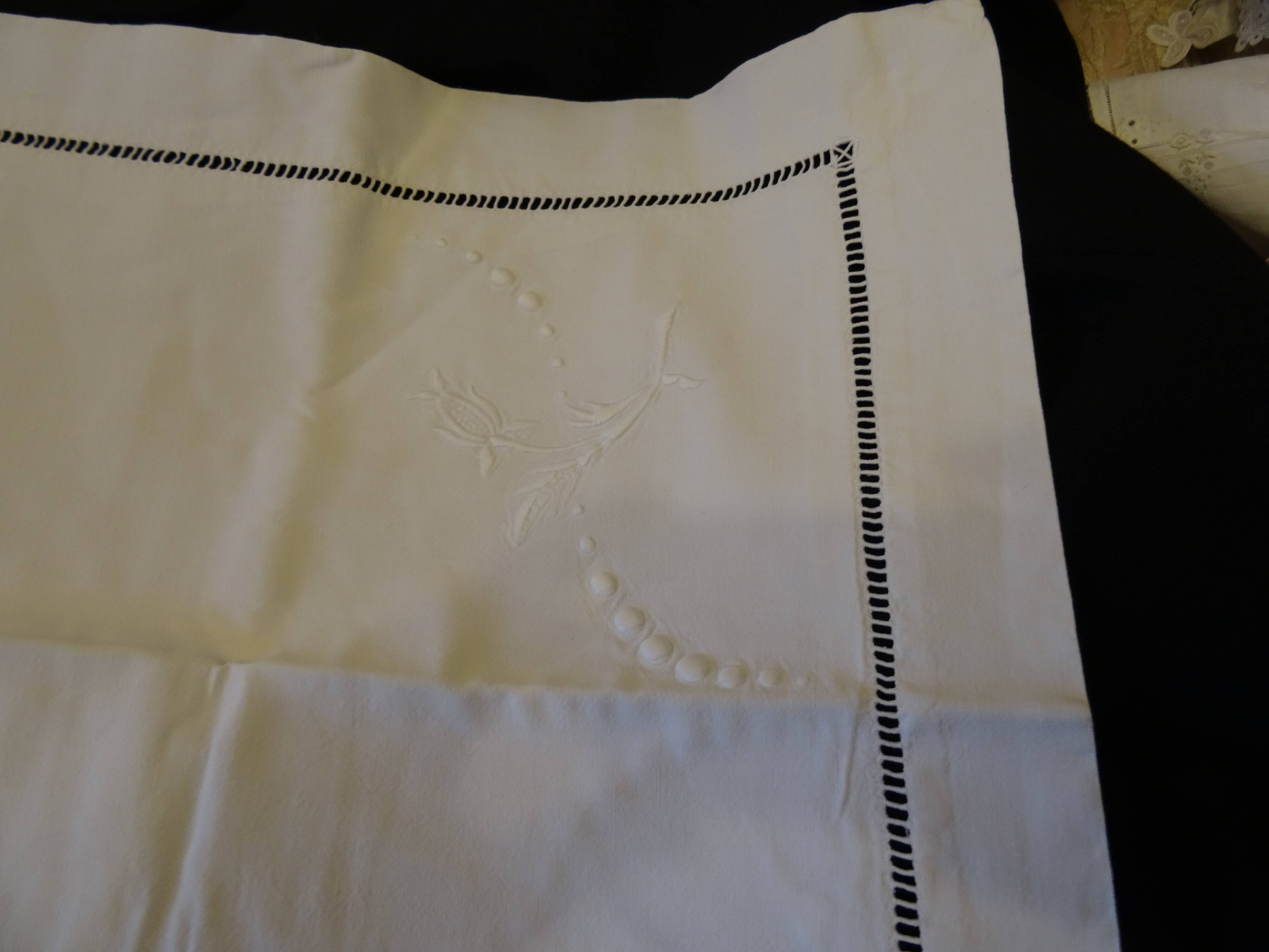 Pair of pillowcases cotton embroidered "rose Bud"