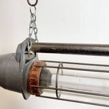 Large Grey Soviet Industrial Hanging Tube Light, 1970s