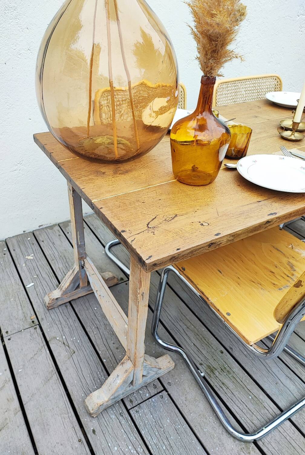 Farmhouse table on trestles