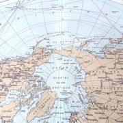 World map, planisphere, vintage air and sea routes from 1950.