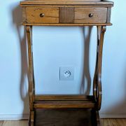 Lyre bedside table, cherry wood, 1960s.