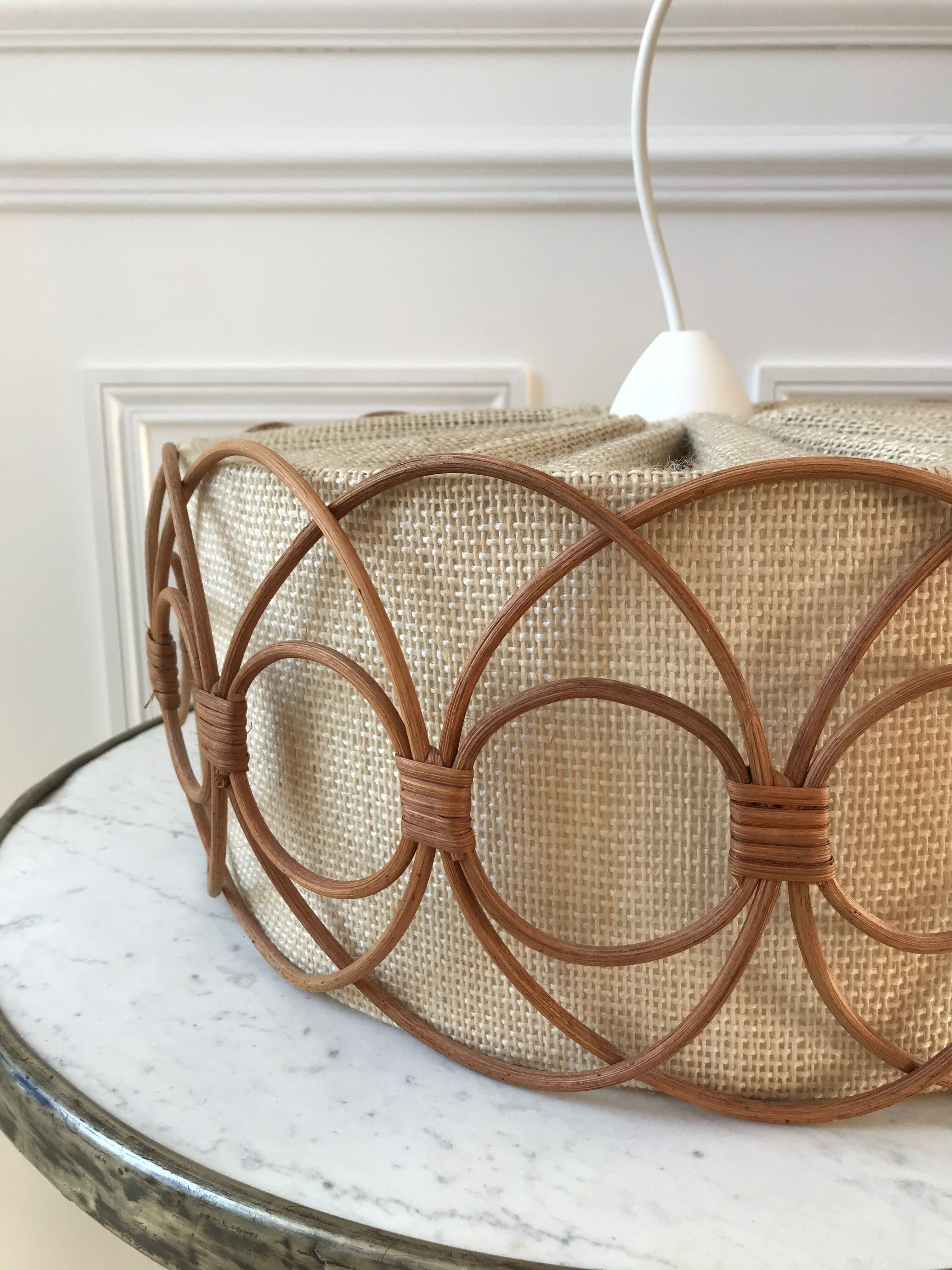 Scandinavian hanging wool and rattan 70s