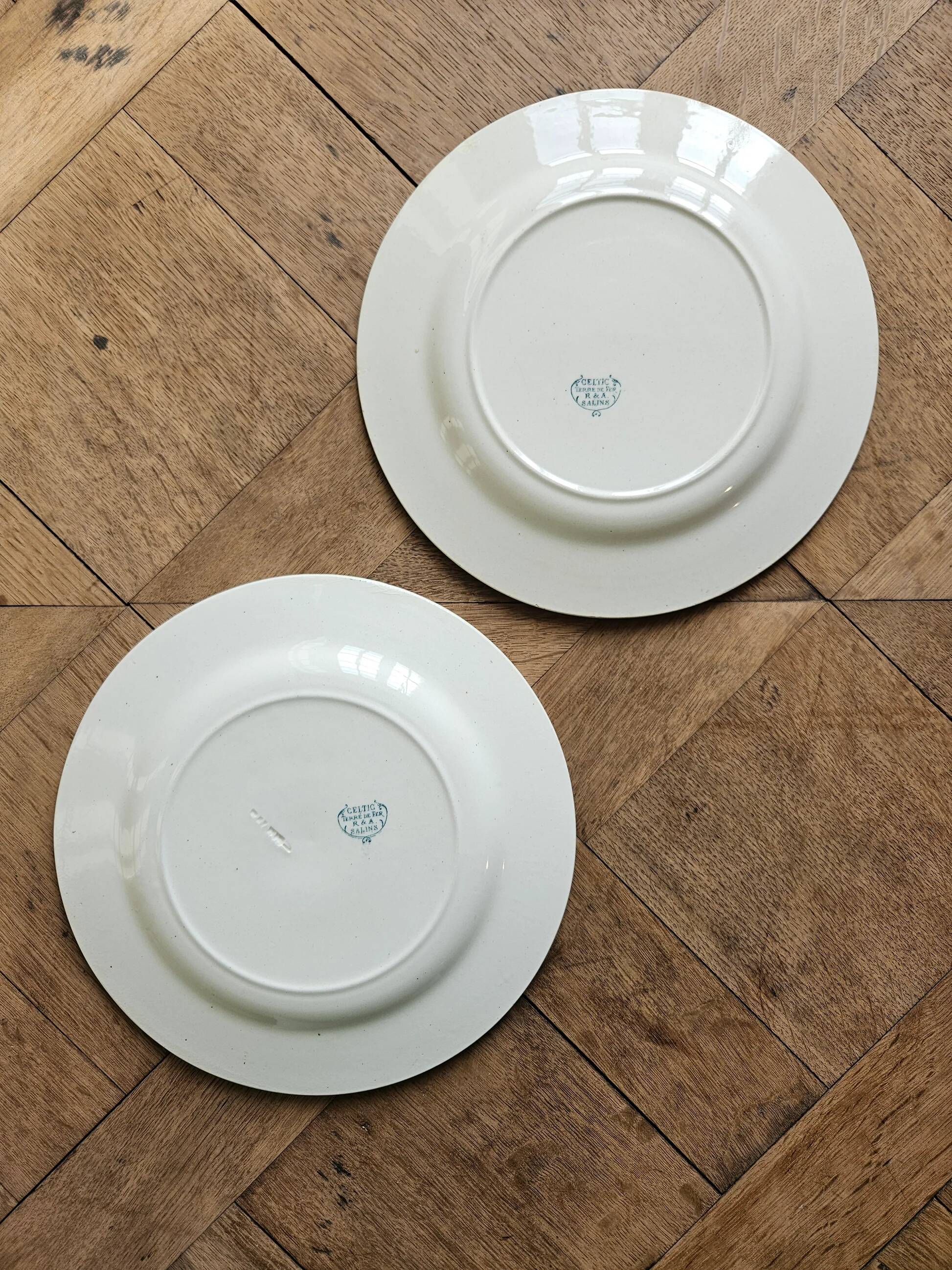 Assiettes plates anciennes dépareillées terre de fer