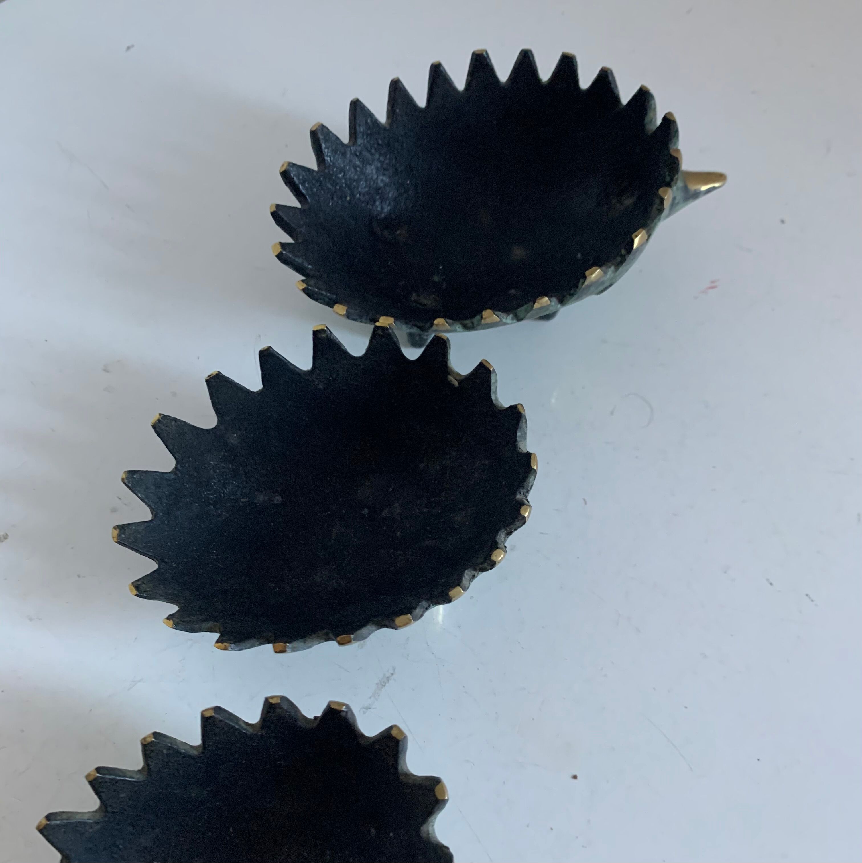 Vintage ashtrays 1950 hedgehogs by Walter Bosse for Hertha Baller