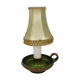 Small ceramic table lamp with beautiful green glaze and original shade, 70s
