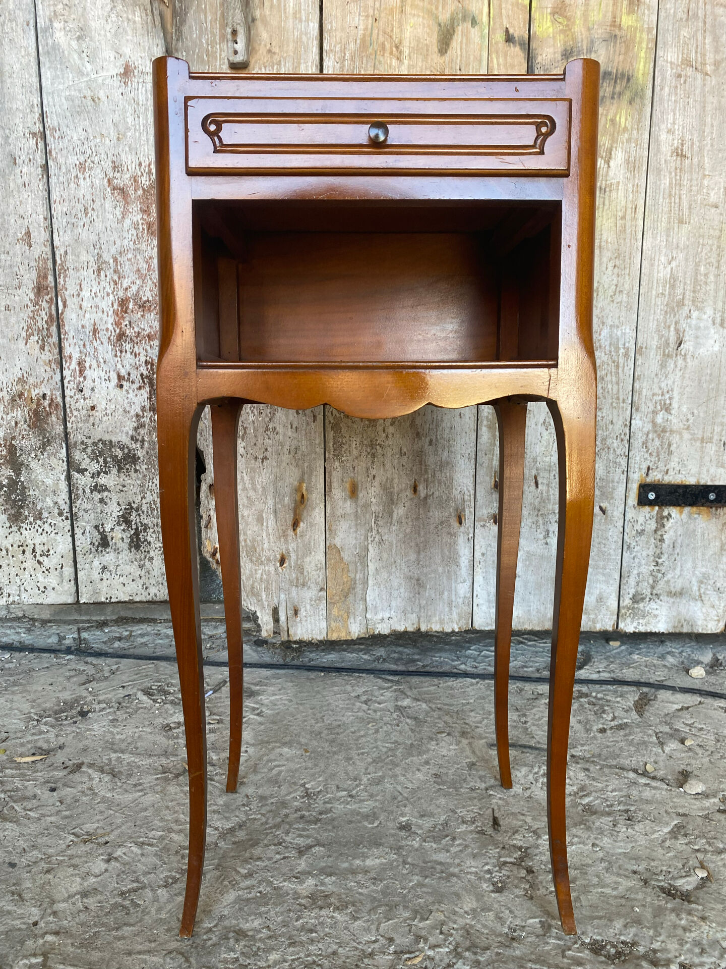Antique nightstand louis xv style cherry wood drawer + vintage case