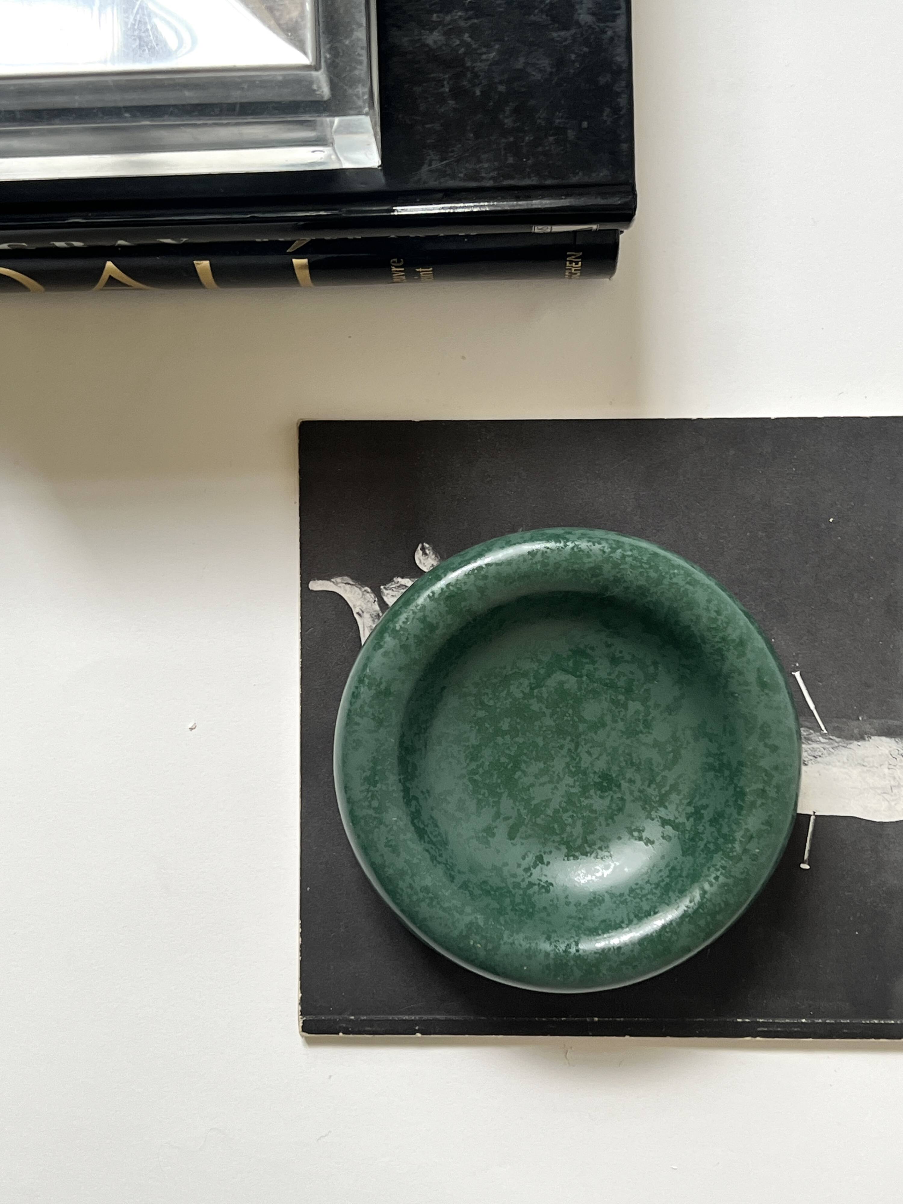 Ashtray / round ceramic catchall in emerald green.