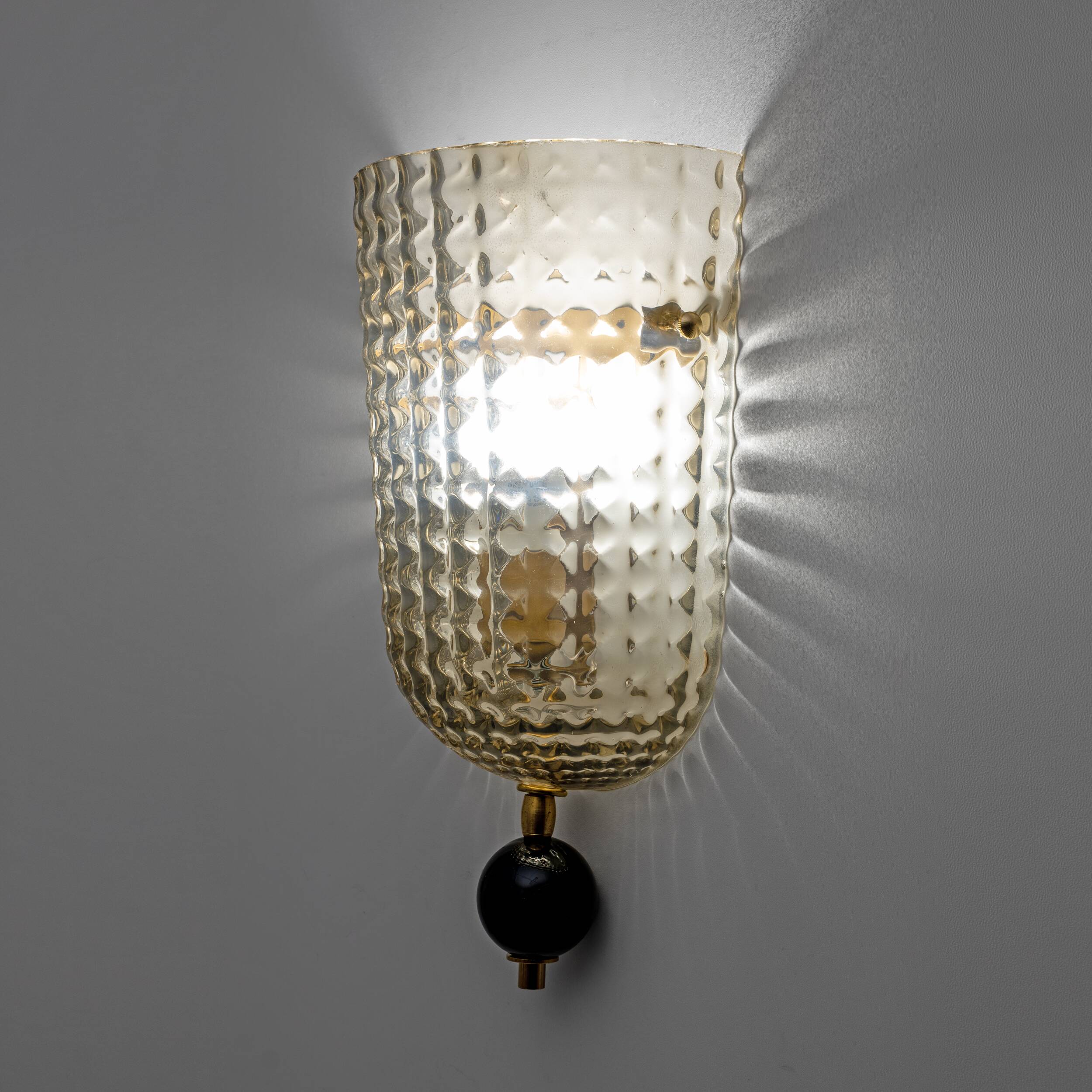 Pair of Art Dèco Style Italian Murano Glass and Brass Sconces