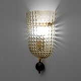 Pair of Art Dèco Style Italian Murano Glass and Brass Sconces