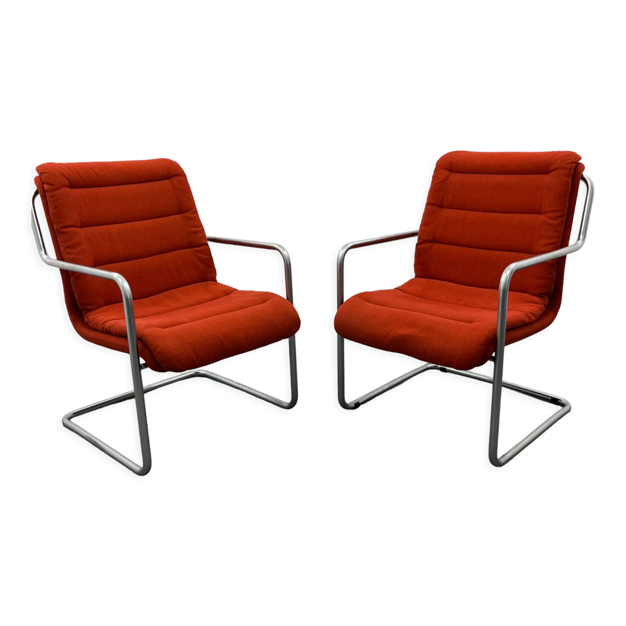 Set of two Mauser tubular lounge chairs, 1970s