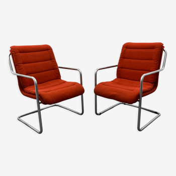 Set of two Mauser tubular lounge chairs, 1970s