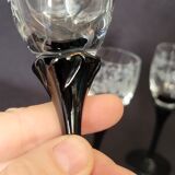 Set de 6 verres à liqueur bicolores à pied en verre gravé