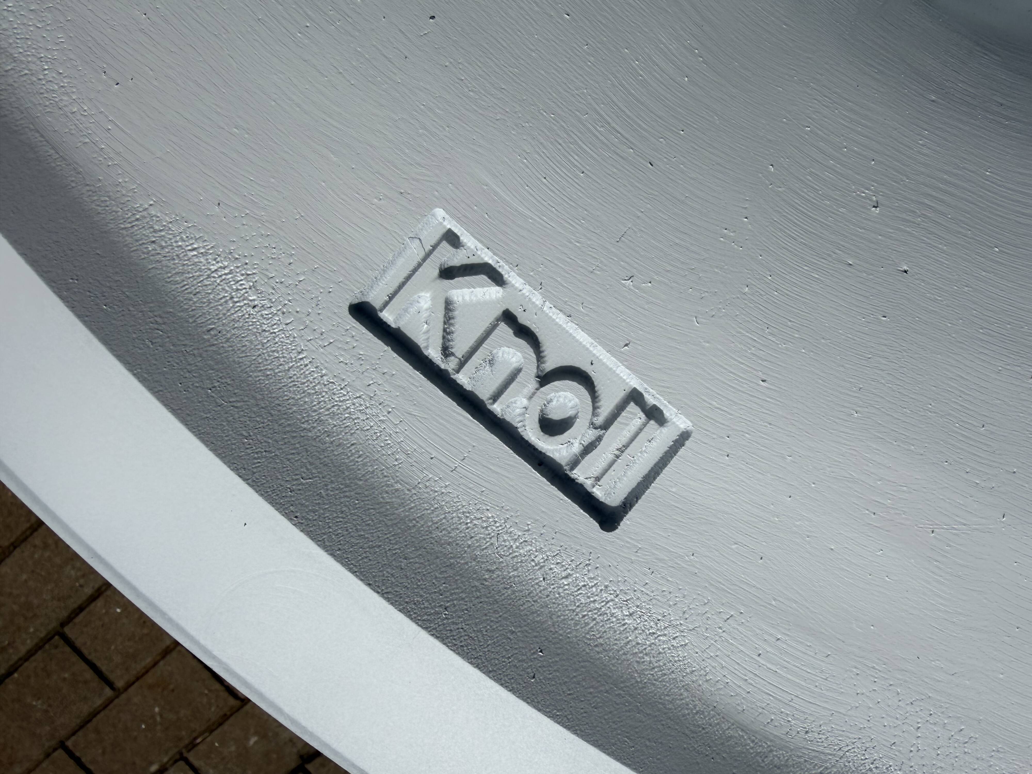 Original oval Tulip Knoll table 198cm white laminate, NEW in the box.