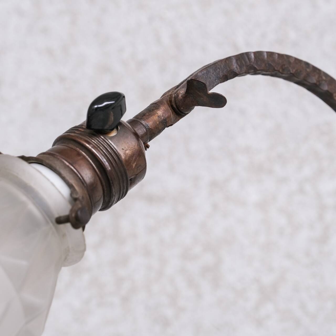 French Iron and Glass Antique Table Lamp