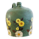 Cruche ancienne en terre cuite peinte en vert