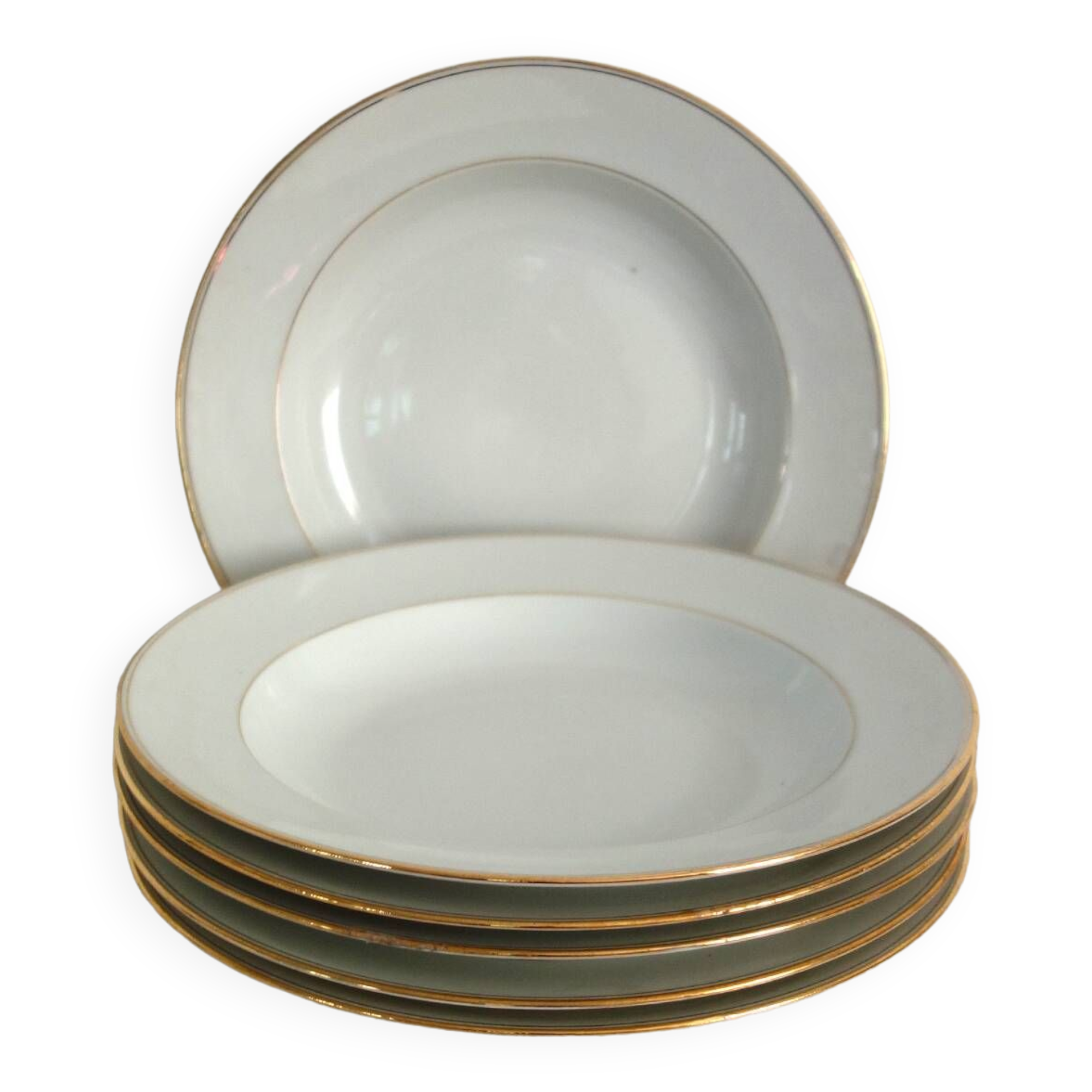Set of 6 Limoges porcelain soup plates