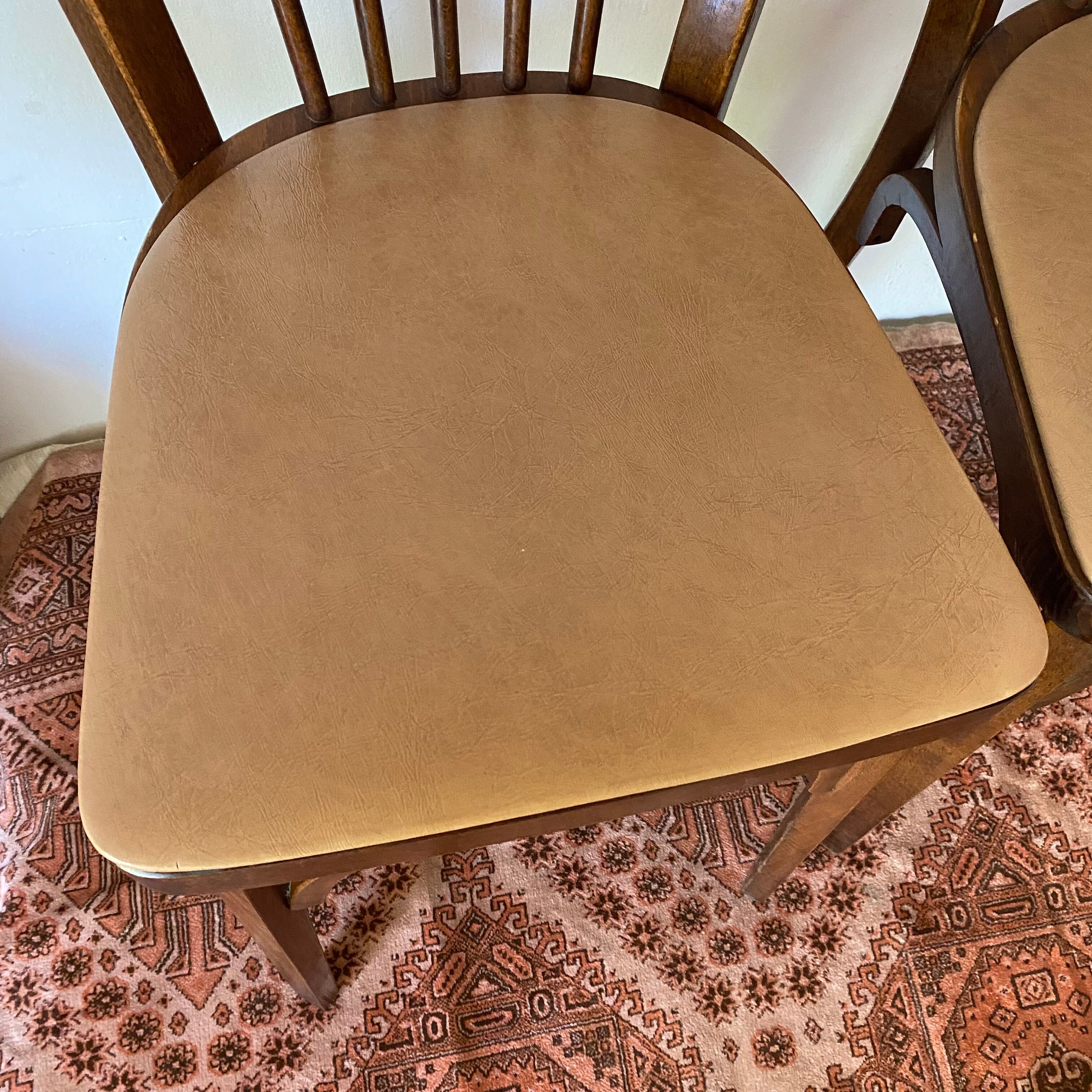 Baumann bistro chairs in wood and skaï