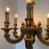 60s carved wood candle chandelier