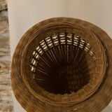 Vase, cache-pot vintage en rotin