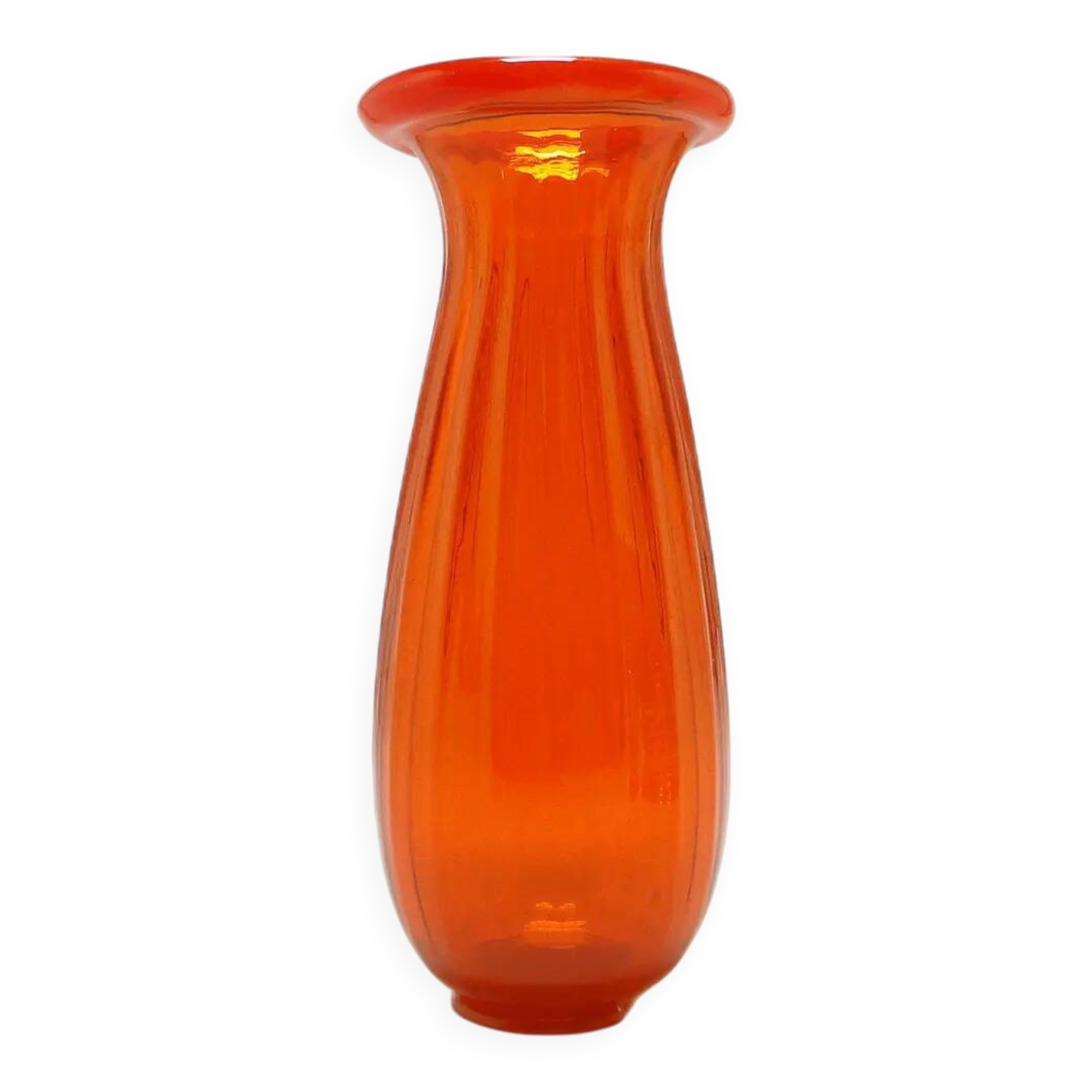 Vase, mid-century modern, orange glass, Poland, 1970s.