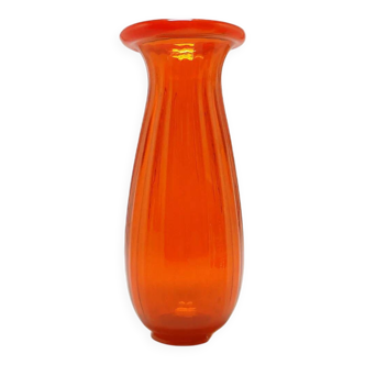 Vase, mid-century modern, orange glass, Poland, 1970s.