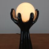 Black hand lamp 70s and opaline globe