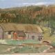 Oil on Panel “Landscape with a Hut” by Carl Einar, Vintage & Framed 38.5×32cm