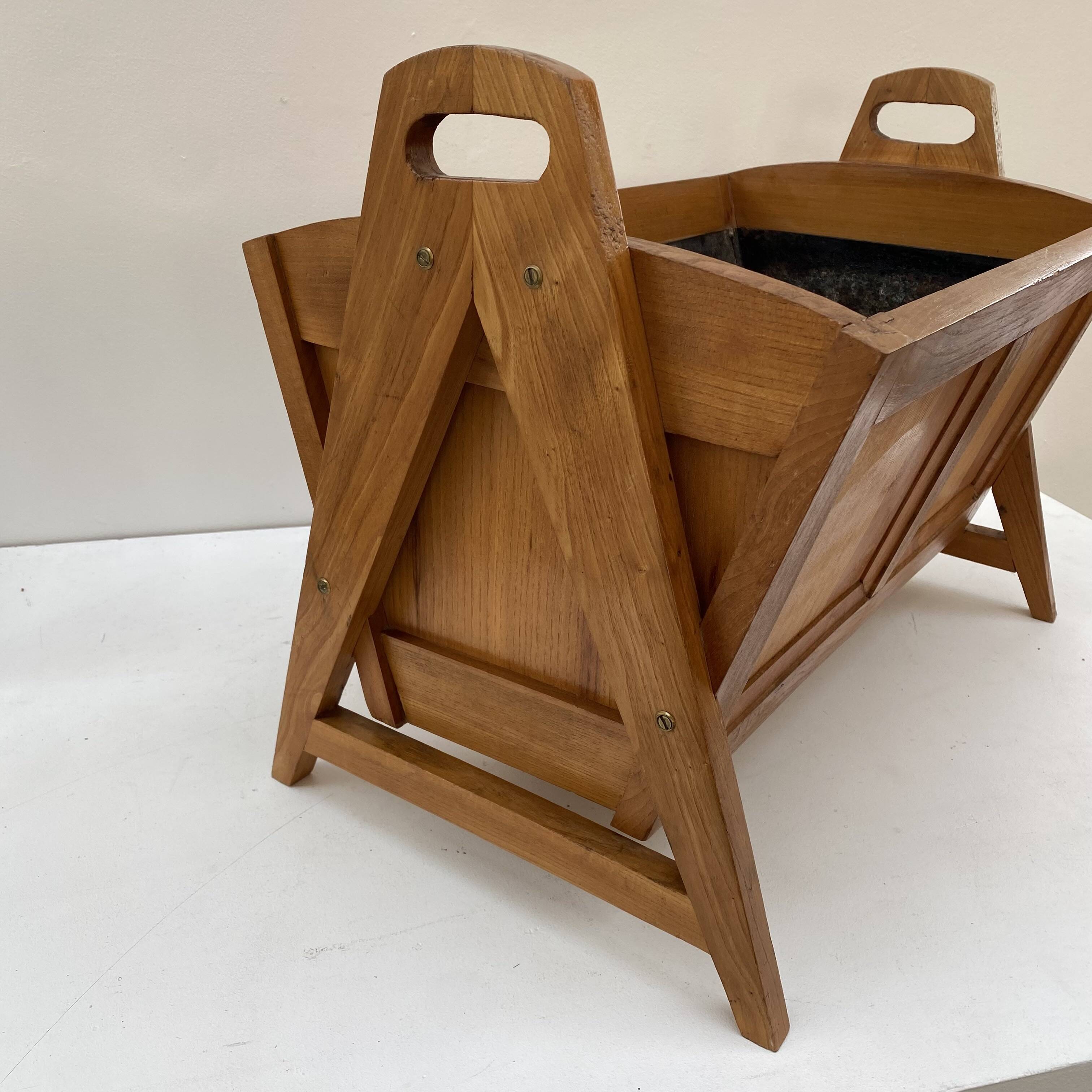 Large modernist indoor planter in solid beech