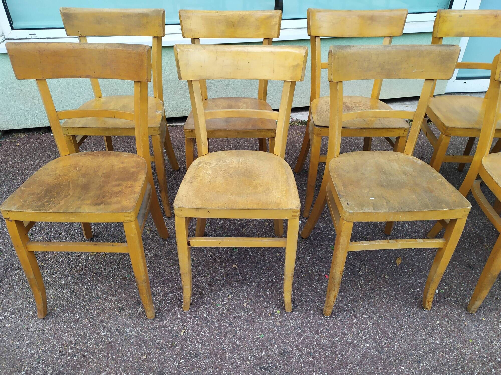 Lot de 12 chaises de bistrot bar bois vintage luterma