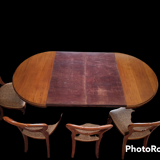 Round table and 4 chairs mahogany of the indies
