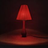 Danish Mid Century Teak Table Lamp with Red Shade, 1960s