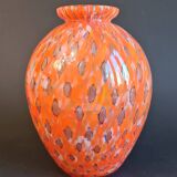 Shimmering orange blown glass vase
