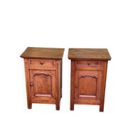 2 solid oak bedside tables signed Jean Laick Dol-de-Bretagne