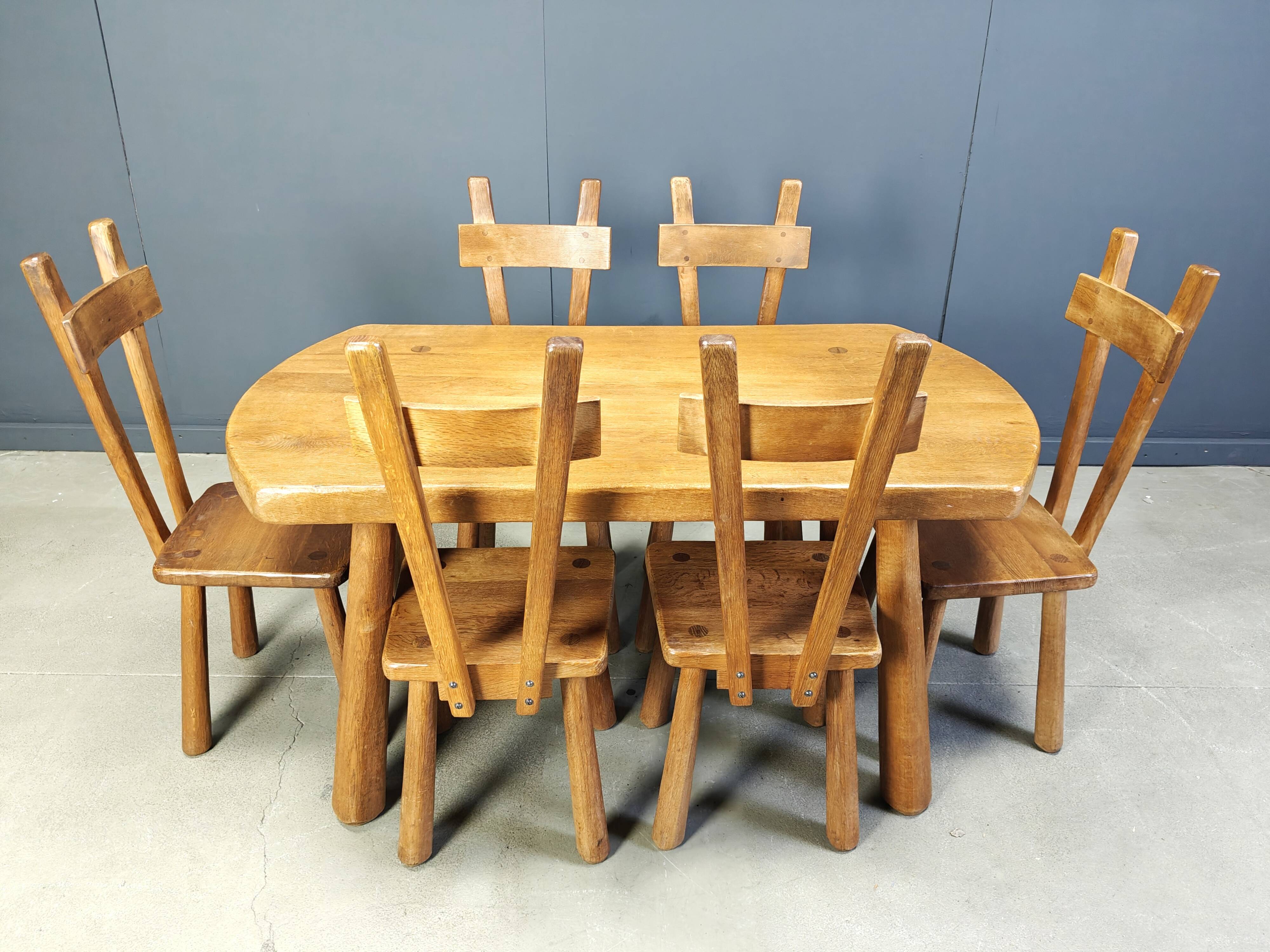 Ensemble de salle à manger brutaliste, années 1960